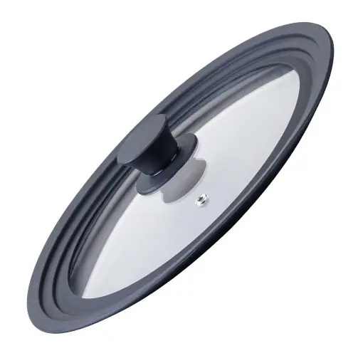 Capac Universala din Sticla Fackelmann 242628 cm, Cu Margina de Silicon Negru Cumpără online