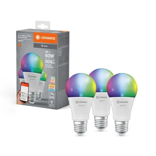 Lampa LED Smarte LEDVANCE E27, RGBW, 806 Lumen, 3-Pack Super ofertă