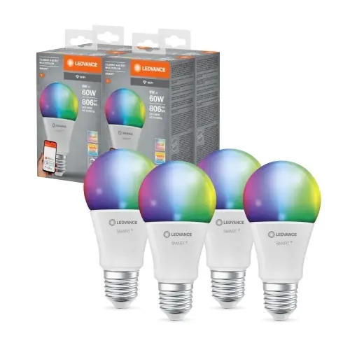 Preț redus Lampa LED Wifi LEDVANCE E27, 6W, RGBW, Dimmabila, 806lm, 4 bucati