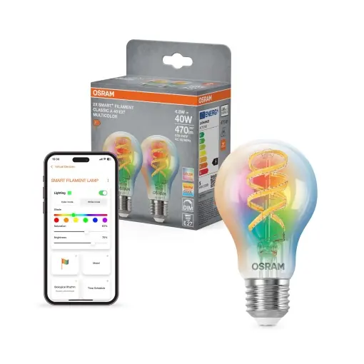Lampa Filament RGB Osram SMART E27, 5W, 16 milioane culori, set 2 bucati Reduceri