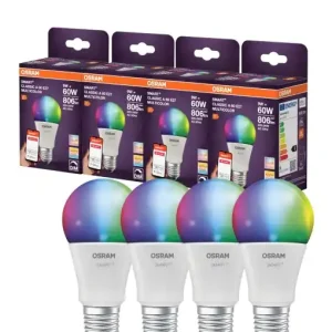 Lampa LED Inteligenta Osram SMART A60 E27, 9W, RGBW, Dimmabila Promoție