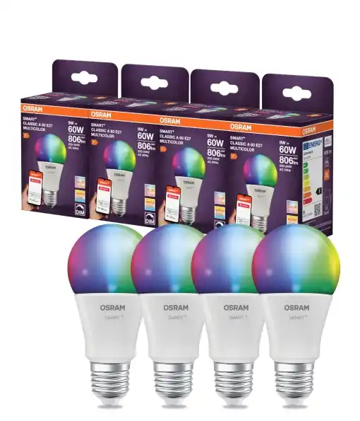 Lampa LED Inteligenta Osram SMART A60 E27, 9W, RGBW, Dimmabila Promoție
