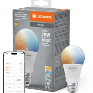 Ofertă limitată Lampa LED cu WiFi LEDVANCE, E27, Dimmabila, Culoare ajustabila 2700-6500K