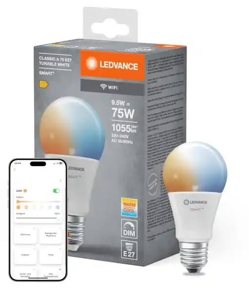 Ofertă limitată Lampa LED cu WiFi LEDVANCE, E27, Dimmabila, Culoare ajustabila 2700-6500K