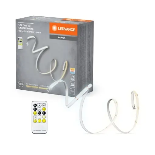 Banda LED cu telecomanda LEDVANCE FLEX COB 5m, 30W, 1700lm, galben Transport gratuit