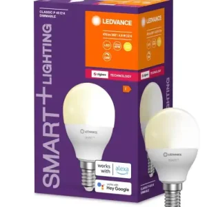 Promoție Lampa LED E14 LEDVANCE P40, 4.9W, 470 Lumen, Dimmabila, Alb Cald