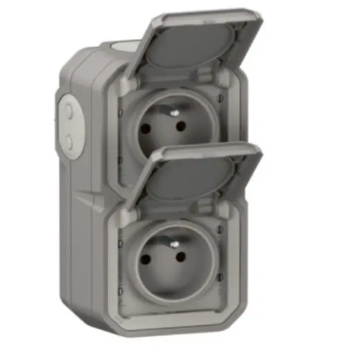 Mai ieftin Priza dubla impermeabila Legrand Plexo IP55, 16 A, gri, montaj vertical