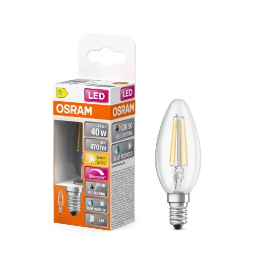 Plată securizată Lampa LED dimmbara Osram Superstar E14, 470 Lumen, 2700K, Filament