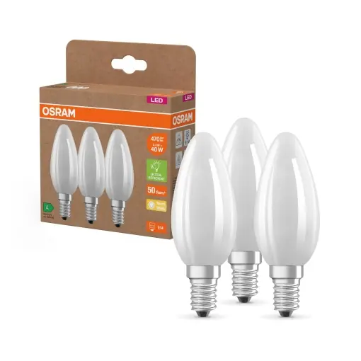 Preț redus Lampa LED Osram E14, 2W, cald alb, pachet 3 bucati