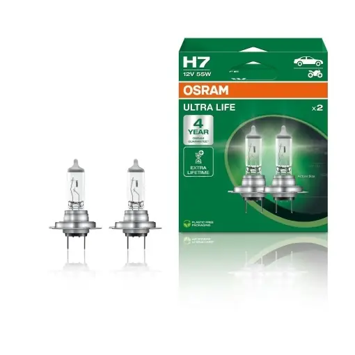Plată securizată Lampa de far Osram Ultra Life H7 12V 55W, 20 mai multa lumina, durata lunga