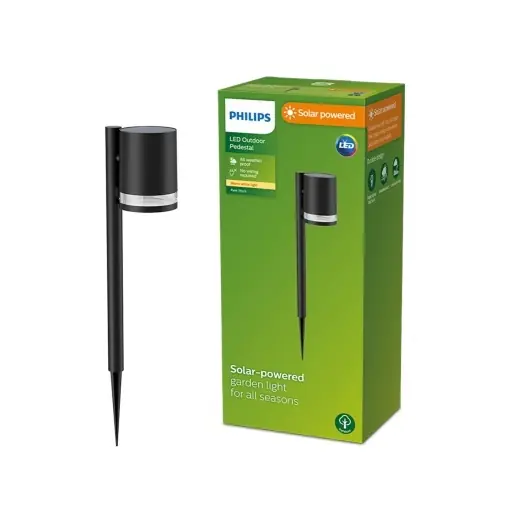 Reducere de preț Lampa solara Philips Fyce, 1,5W, senzor de lumina, IP44, negru
