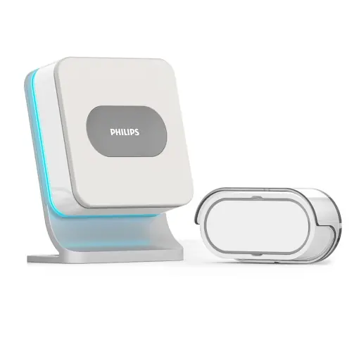 Sonerie fara fir PHILIPS WelcomeBell COLOR, raza 300 m, 8 tonuri, LED multicolor Livrare rapidă