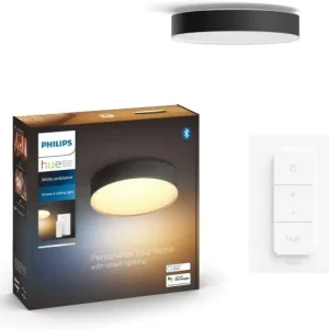 Transport gratuit Lampa de tavan Philips Hue Enrave, 1900lm, neagra, cu dimmer